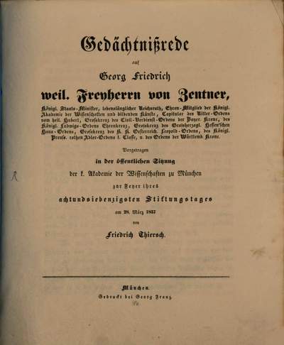 Gedächtnißrede auf Georg Friedrich weil Freyherrn von Zentner königl