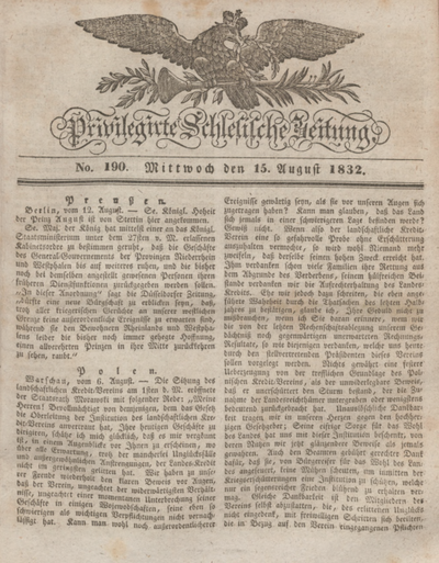 Privilegirte Schlesische Zeitung No August Dod