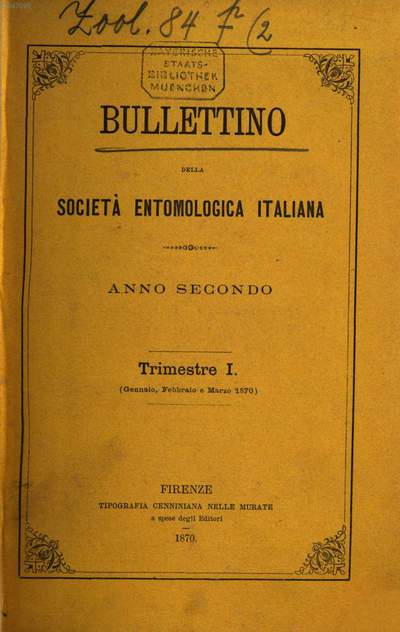 Bollettino della Società Entomologica Italiana 2 1870 Europeana