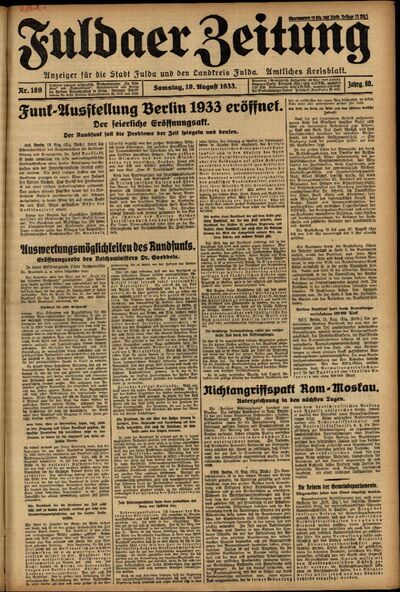 Ausgabe Vom Samstag Den 19 August 1933 Europeana