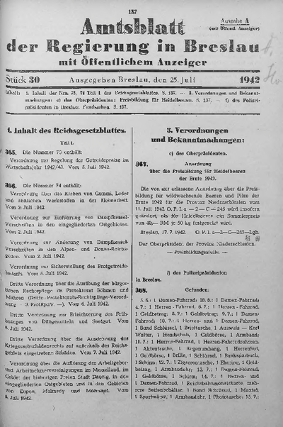 Amtsblatt Der Regierung In Breslau 1942 Bd 133 St 30 Europeana