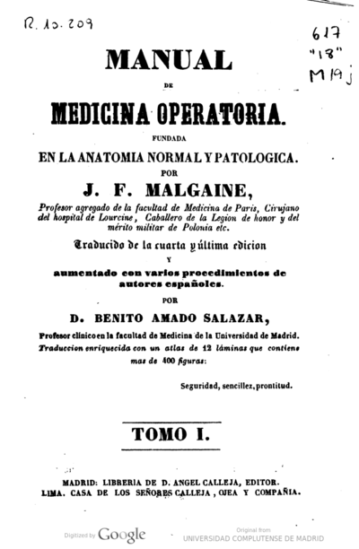 Manual de medicina operatoria fundada en la anatomía normal y