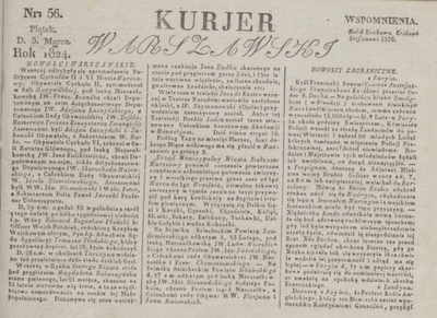 Kurjer Warszawski 1824 Nr 56 5 Marca Dod Europeana