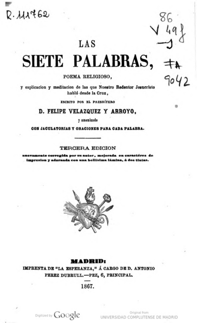 Las Siete Palabras Poema Religioso Y Esplicacion Y Meditacion De Las