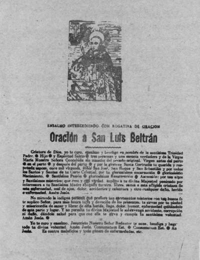 Oración a San Luis Beltrán : ensalmo intercediendo con rogativa de oración | Anonymous ...