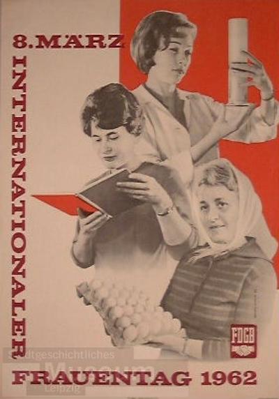 8. März Internationaler Frauentag 1962; Plakat | DEWAG ...