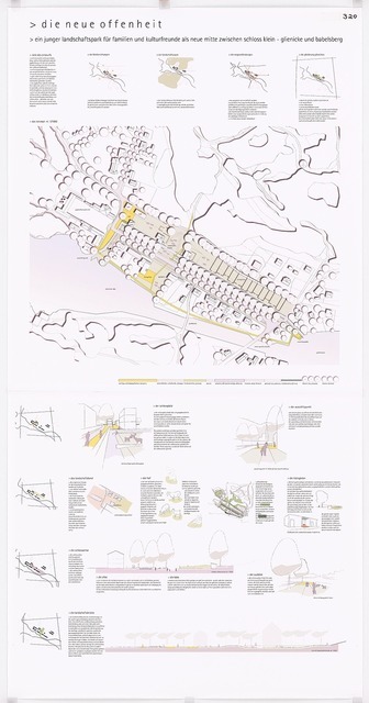 Landschaftspark zwischen Teltowkanal und Böttcherberg in Berlin-Klein Glienicke mit Garten eines Schweizerhauses. Schinkelwettbewerb 2005