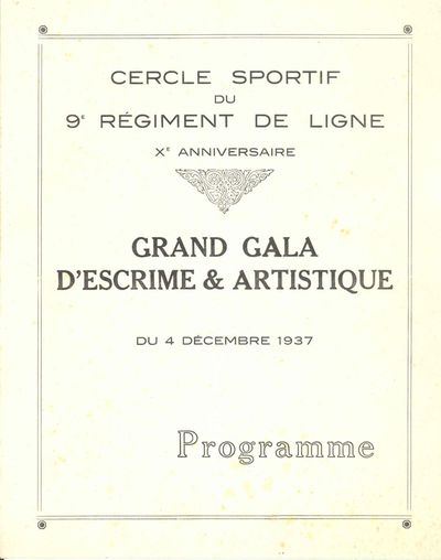 Grand Gala D Escrime Artistique Cercle Sportif Du 9e Regiment De Ligne Xe Anniversaire 4 Decembre 1937 Europeana