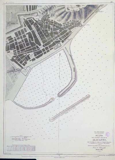Plano del puerto y ciudad de Alicante. H. 286 [Material cartográfico]Alicante (Puerto). Cartas náuticas. 1869
