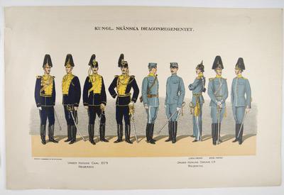 litografi, uniformsplansch, plansch, grafik, Kungl. Skånska dragonregementet