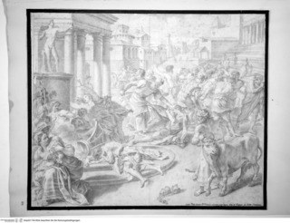 Concorso Accademico 1732, Prima Classe: Mattatias tötet einen Juden, der heidnischen Göttern ein Opfer darbringen will, und reißt den Altar in Modin nieder (1 Makkabäer 2:23-26), terzo premio
