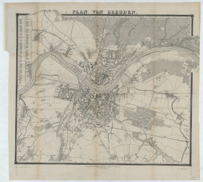 Plan von Dresden, 1:11 000, Stich, 1863