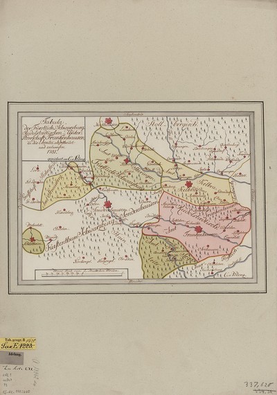 Polenz, C. von: Karte des Gebietes zwischen Nordhausen, Bad Frankenhausen und Schlotheim, ca. 1:140 000, Handzeichnung, 1781