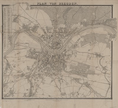 Stadtplan von Dresden, 1:11 000, s/w, 1866