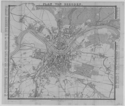 Stadtplan von Dresden, 1:11 000, s/w, 1869
