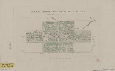 Plan der Großen Gartens in Dresden, 1:7 600, Kupferstich, um 1850