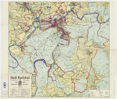 Stadt Karlsbad samt Teilen angrenzender Gemeinden, ca. 1:16130, Druck, 1940