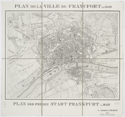 Plan von Frankfurt am Main, 1:14 000, Lithographie, 1827