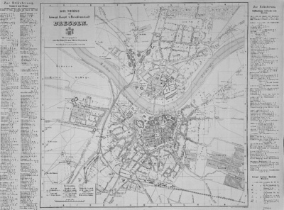 Grundriss der Königl. Haupt- u. Residenzstadt Dresden. Hrsg. von der Königlichen Polizei-Direction (ca. 1:11 000)