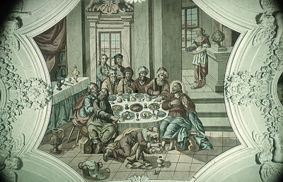 Deckenbild im Langhaus: Gastmahl im Haus des Simon