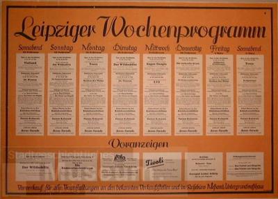 Leipziger Wochenprogramm Sa., 23. Februar bis 2. März 1946 ... Voranzeigen ...Plakat