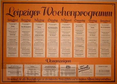 Leipziger Wochenprogramm Sa., 2. März bis 9 März 1946 ... Voranzeigen ...Plakat