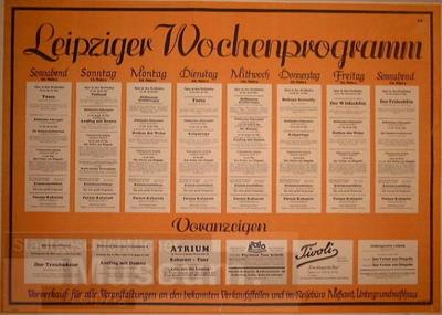 Leipziger Wochenprogramm Sa., 16. März bis 23. März 1946 ... Voranzeigen ...Plakat