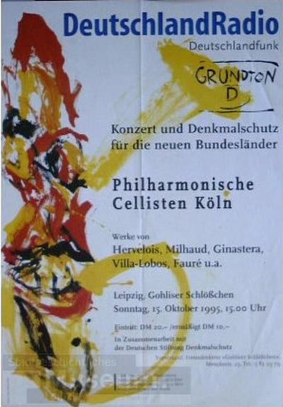 Grundton D - Konzert und Denkmalschutz für die neuen Bundesländer/Philharmonische Cellisten KölnVeranstaltungsplakat