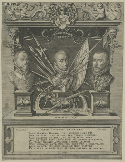 Memorial sheet: Patria Libertati Restituta - on the liberation of Antwerp in 1577