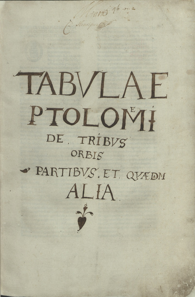 Cosmographia. Registrum alphabeticum super octo libros Ptolemaei. De Locis ac mirabilibus mundi