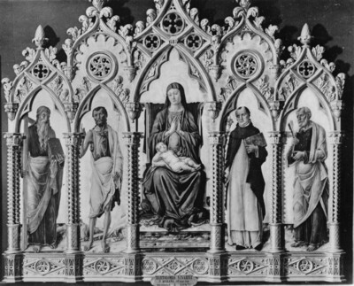 Throne Madonna with child and saints