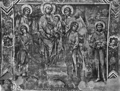 Maestà: Madonna and Saint Francis surrounded by angels
