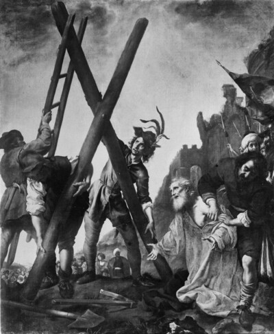 Saint Andrew in front of the cross