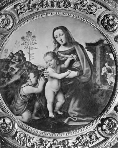 Madonna with child and the boy of John; Saint Joseph in the background