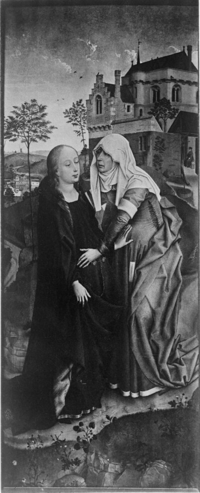 Side wing from the altar of Mary in Paris with depiction of the Visitation and Stifterbilnis