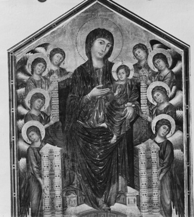 Throne Madonna, venerated by angels