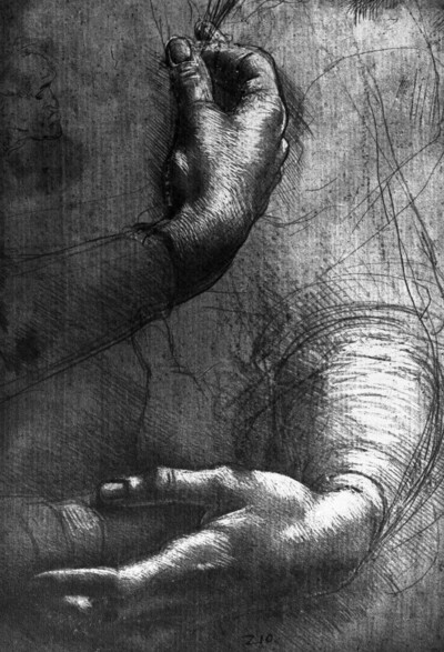 Two hand studies (hands of the Ginevra dei Benci?)