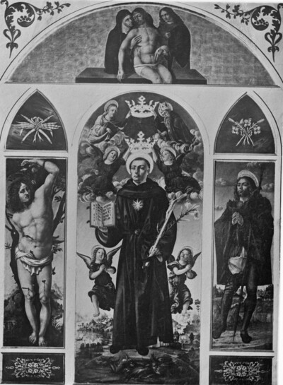Saint Nicholas of Tolentino between Saints Sebastian and Rochus