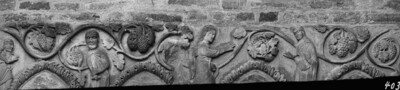 Vineyard frieze with Annunciation to Joseph and Mary