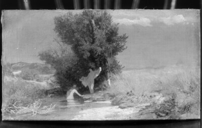 Cornfield with girls bathing