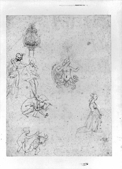 Study sheet with figures and ornaments