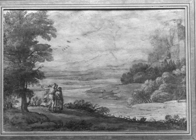 Tobias and the Angel in a river landscape