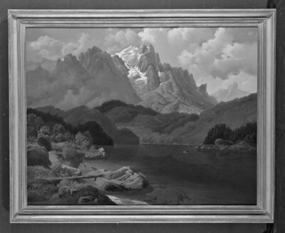 View of the Eibsee at the north foot of the Zugspitze