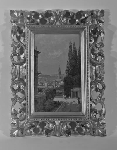 Florence. View from the Boboli-garden onto the city and Fiesole in the distance