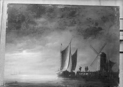 Fisherman boats in moonlight