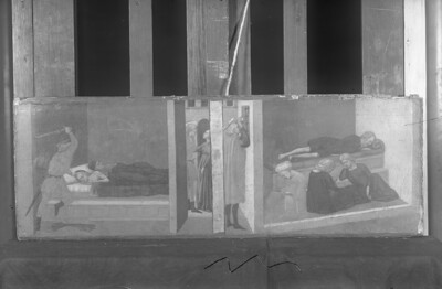 Parental murder of Saint Julian; Saint Nicholas giving birth to 3 girls without a poison