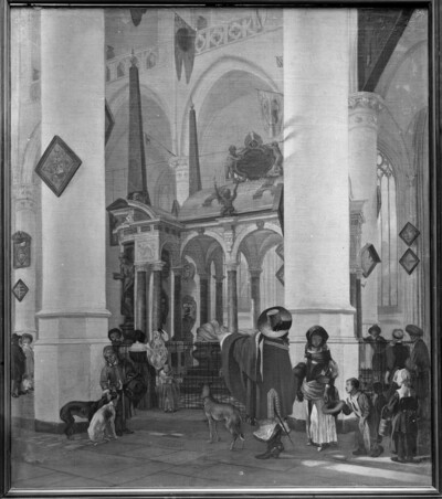 Interior view of Nieuwe Kerk in Delft with the tomb of Wilhelms of Orange