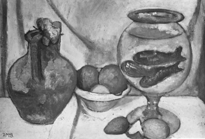 Still life with goldfish glass