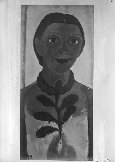 Self-portrait with fireplace branch