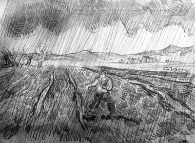 Field with sower in the rain/sower in the rain/La pluie